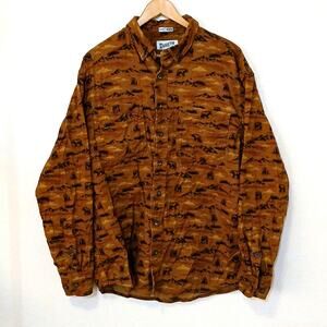Duluth Brown Bear Print Free Swingin' Flannel Untucked Button Up Shirt